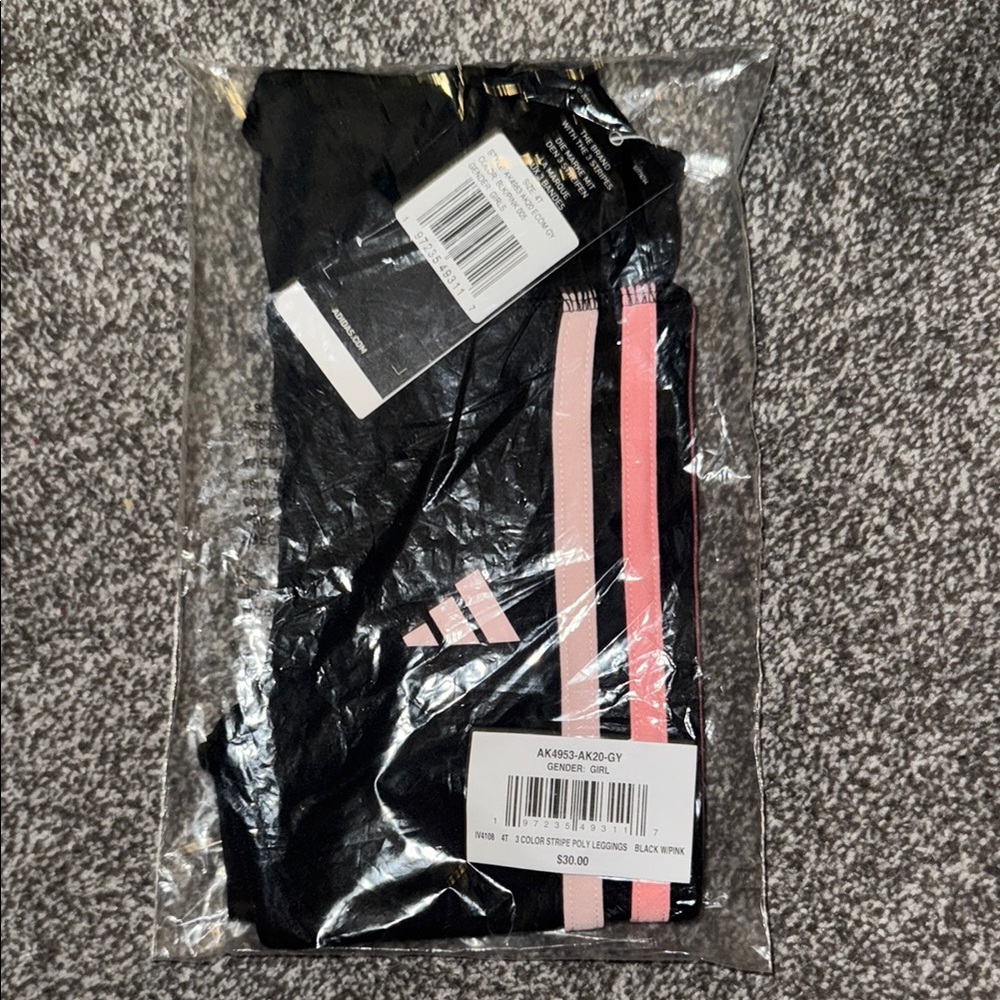 Adidas Black and Pink Track Pants